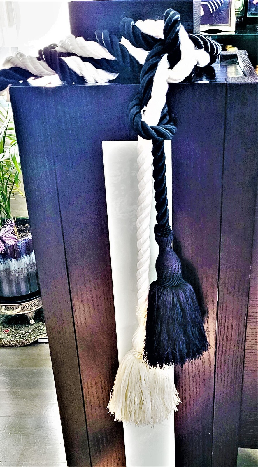 Backs Fringe Elegant Drapery BLACK AND WHITE DOBLE Tassel Curtain Tie 1 piec
