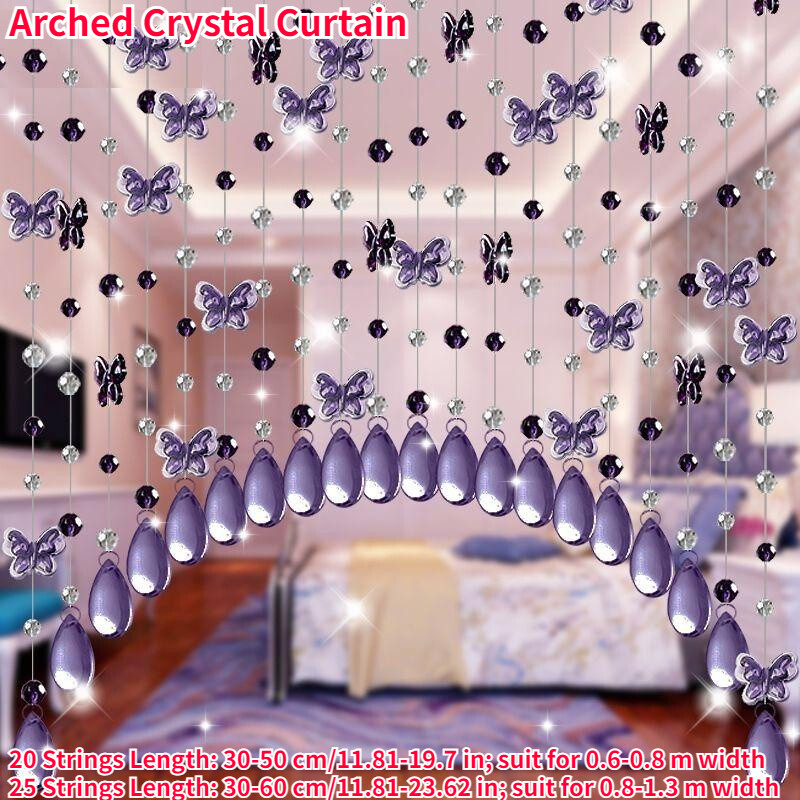 20-25 Strings Arched Crystal Curtain Butterfly Beading Wall Hanging Decor Tassel