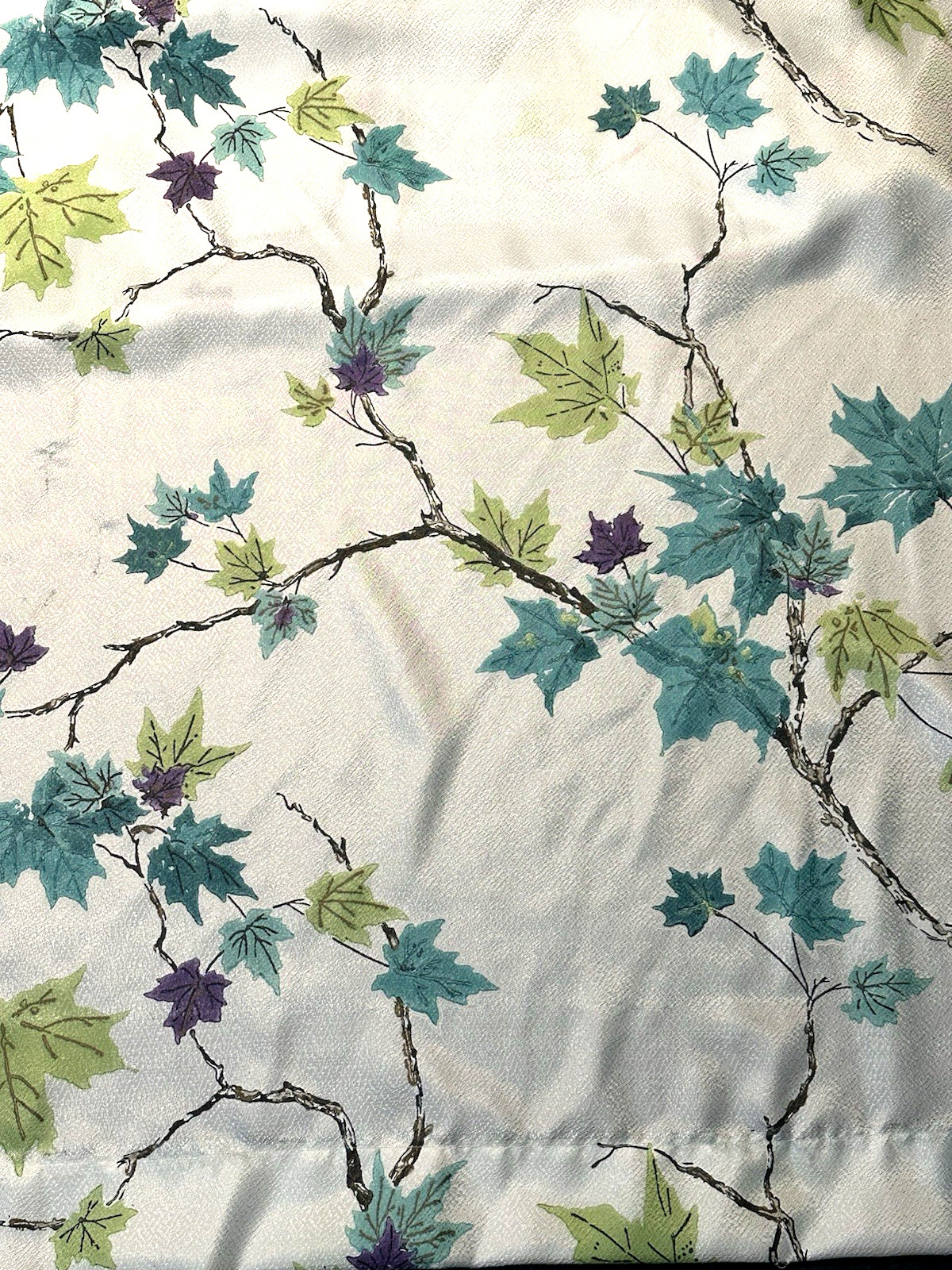 Pr. Vtg MCM Curtain Drapes Pinch Pleat Blue Green Floral 84”X40″ Cottage Granny