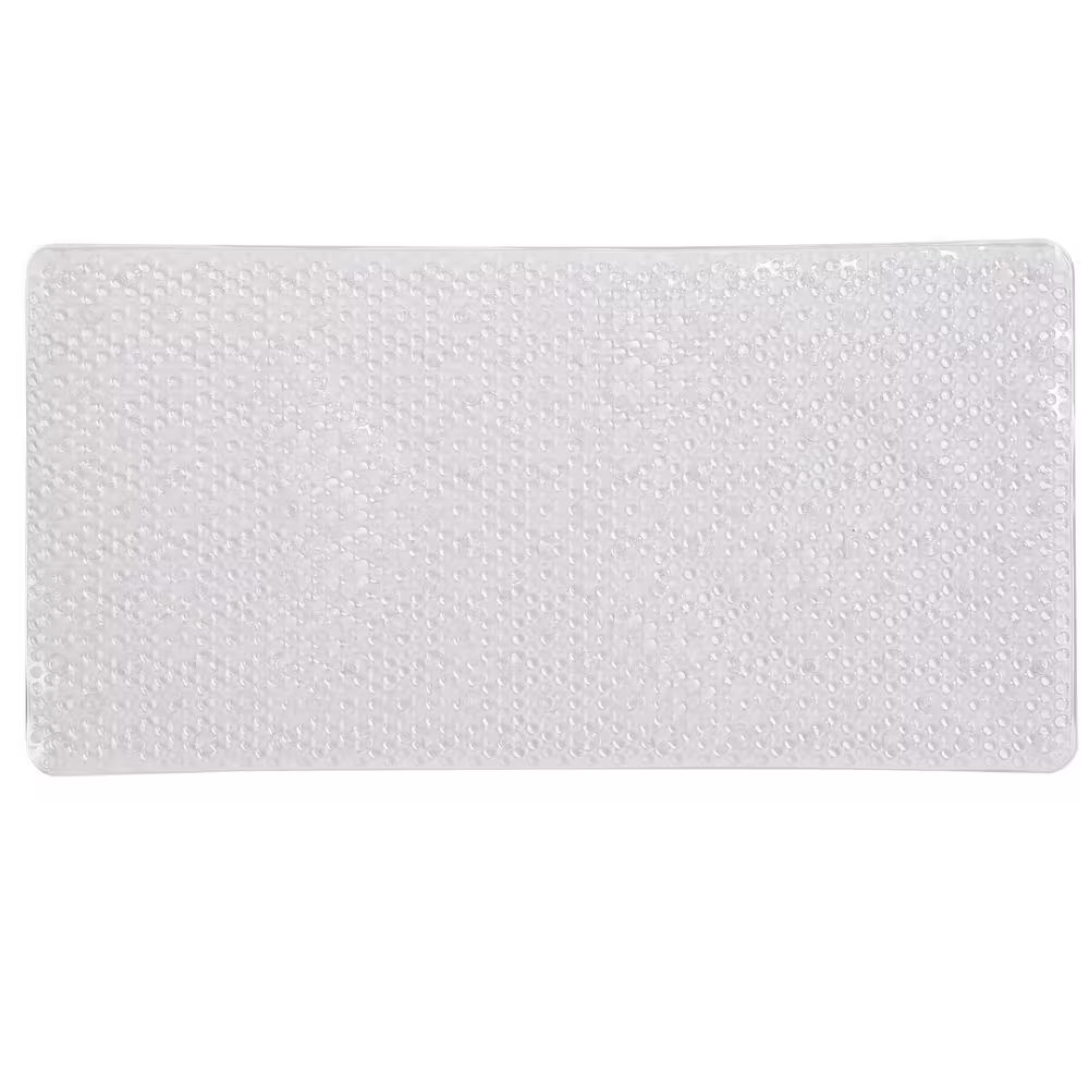 Extra Long 18 In. W X 36 In. L Aqua Gel Rectangular Bathmat in Clear
