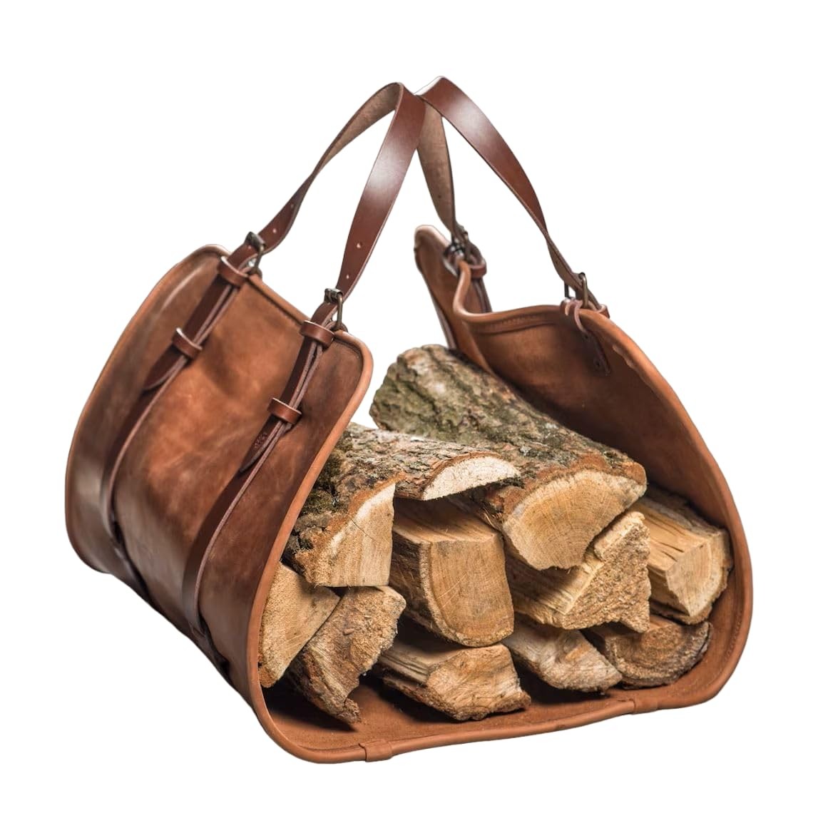 Leather Firewood Carrier, Cabin Wood Log Carrier, Large Log Tote Bag for Fire…