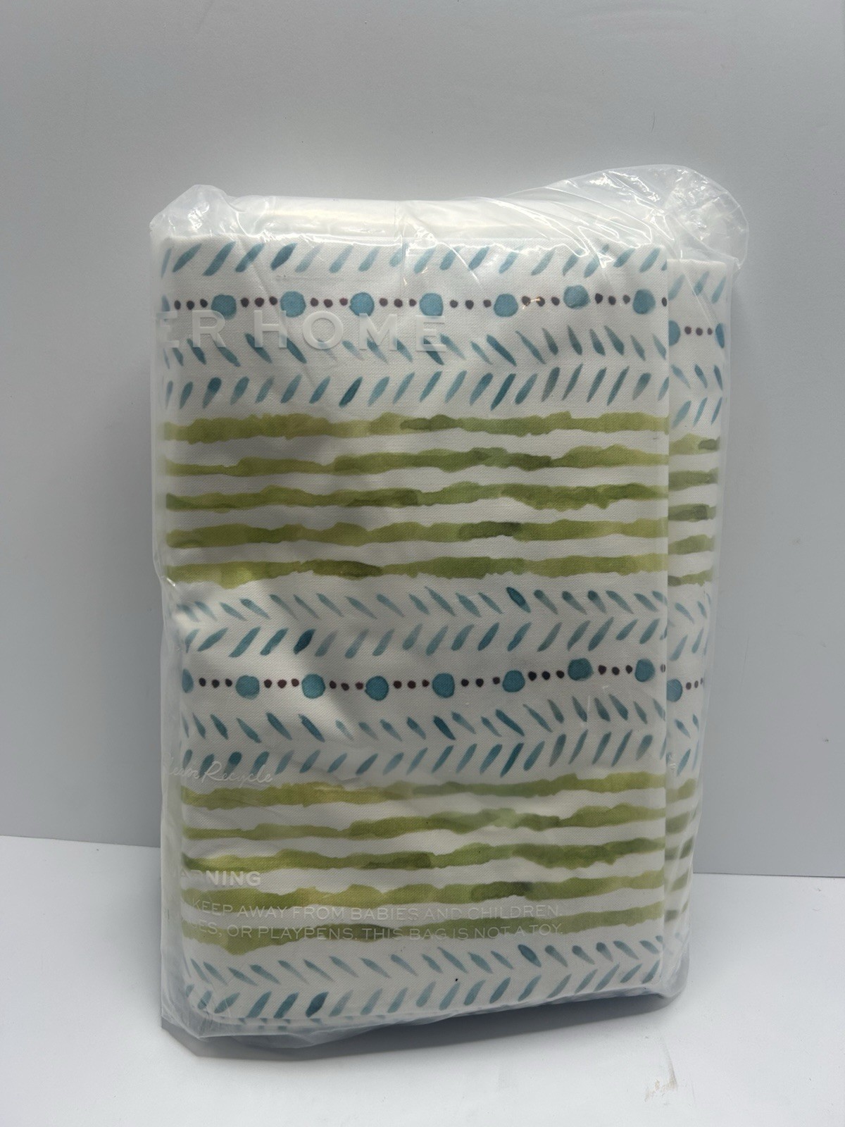 Pepper Home Julia Curtain Panel Ring Top 50” W x 100” L Blue Green New