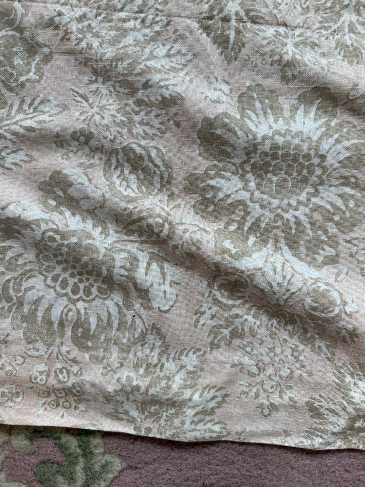 1 Noble Excellence Window Valance Pink Beige White Floral Cotton Lined 63X19″