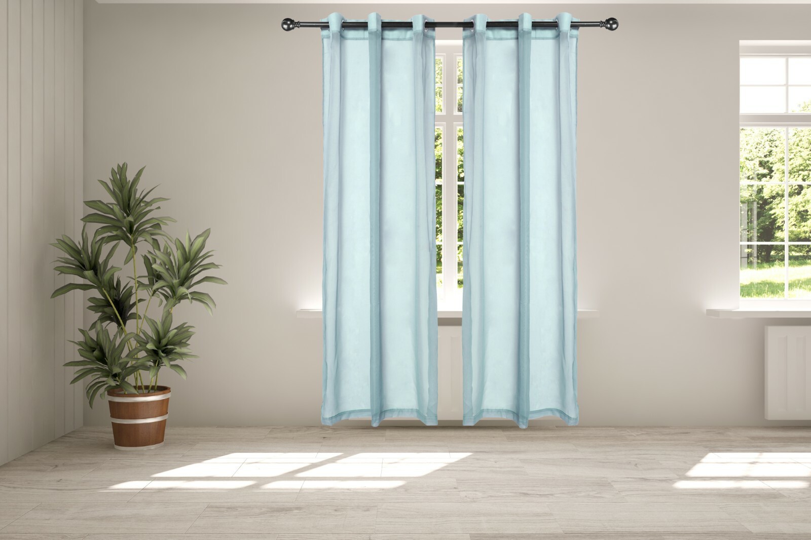 Legacy Decor Chiffon Window Sheer Curtains 2 Panels Grommet Top Sky Blue Color