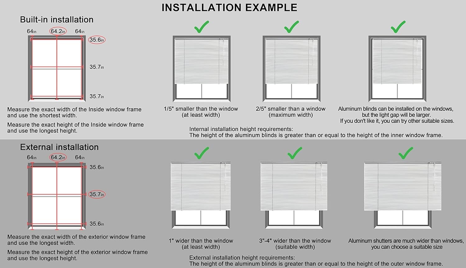YIIBAII Mini Blinds Suitable for 20″ W x 64″ H Windows 1″ 20″W x 64″H, White