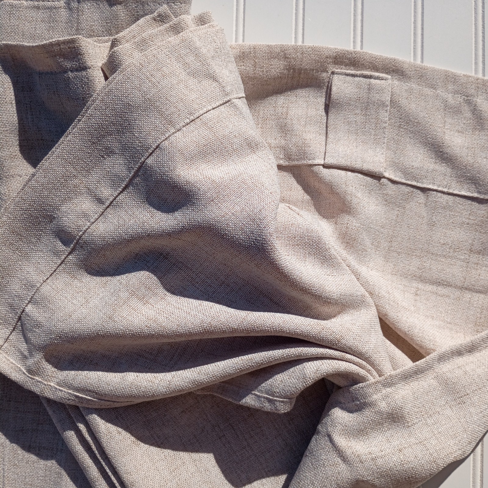 Linen Curtain Panels 41 x 84 Beige Curtains Oatmeal Farmhouse Textured Pair NEW