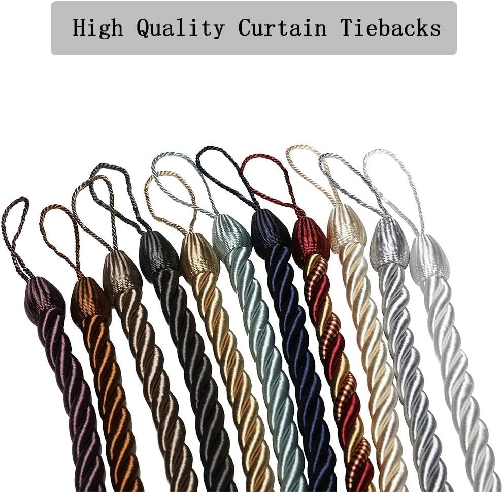 Stylish White Curtain Tiebacks with 2 Metal Screw Hooks – 2 Pack of Holdbacks