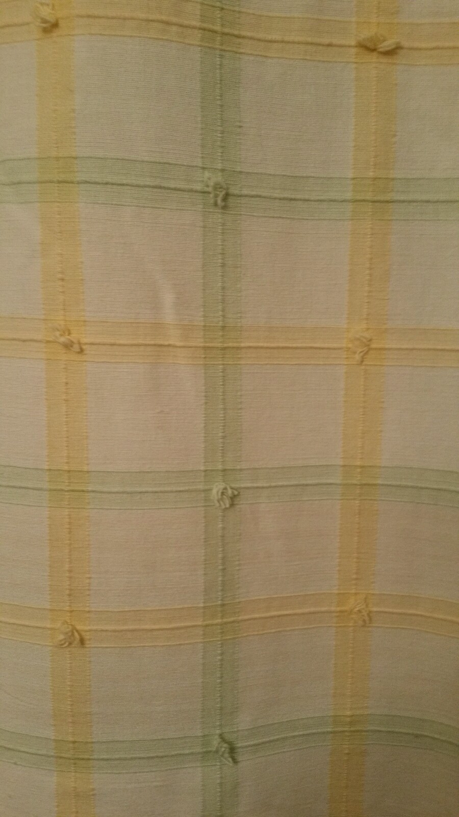 1 PR BABY CHILD ROOM GREEN & YELLOW PLAID HANDMADE CURTAINS 53″-65 L & 90″W MINT