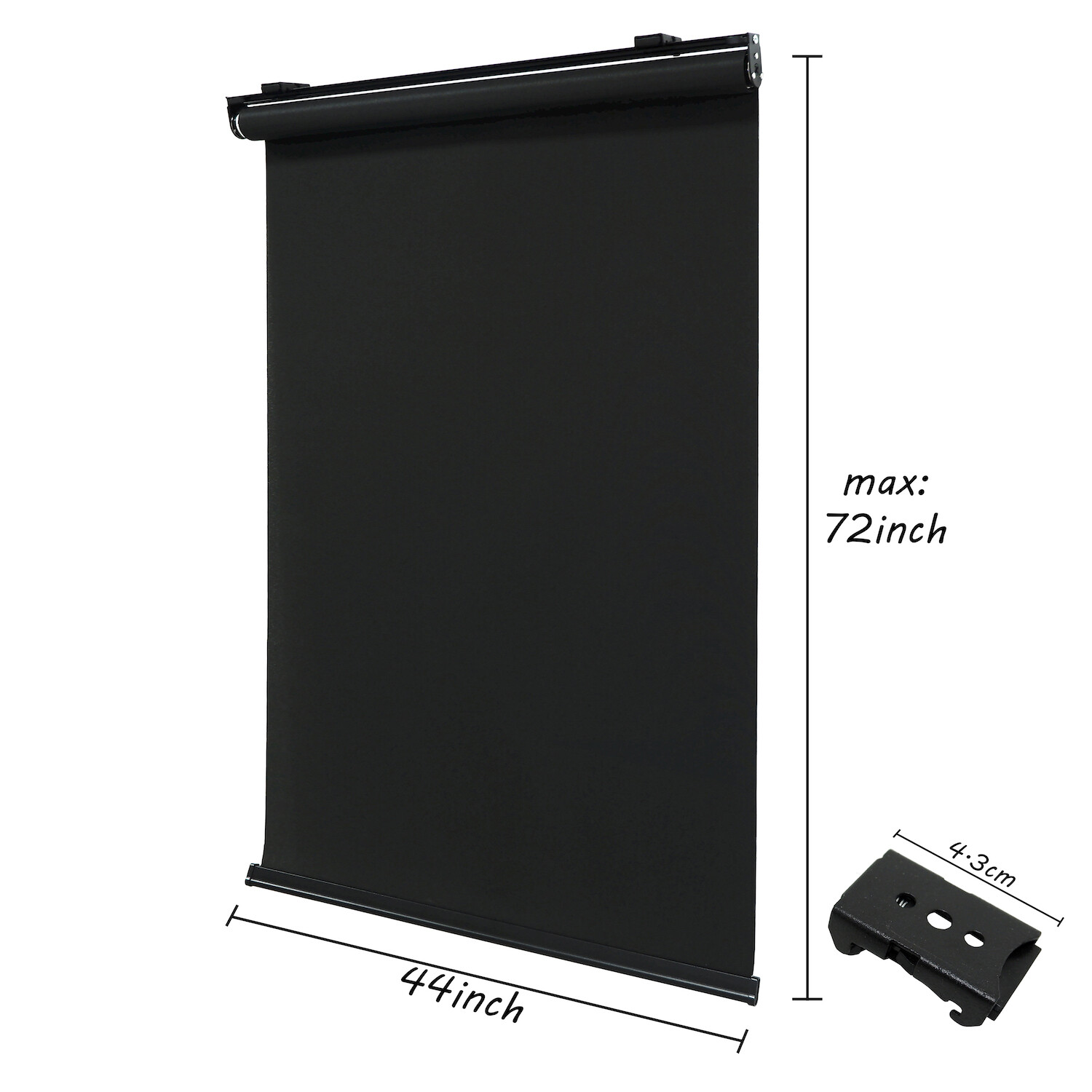 Black 44″x72″ Cordless Blackout Roller Shades Window Blinds Waterproof Insulated