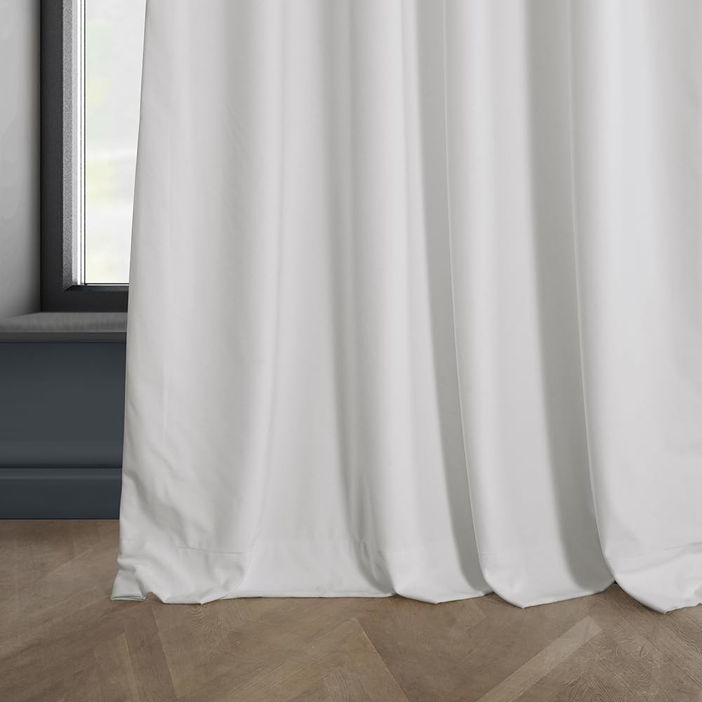 Room Darkening Velvet Curtain Panel 50X108 Inch Pillow White Lined Curtain