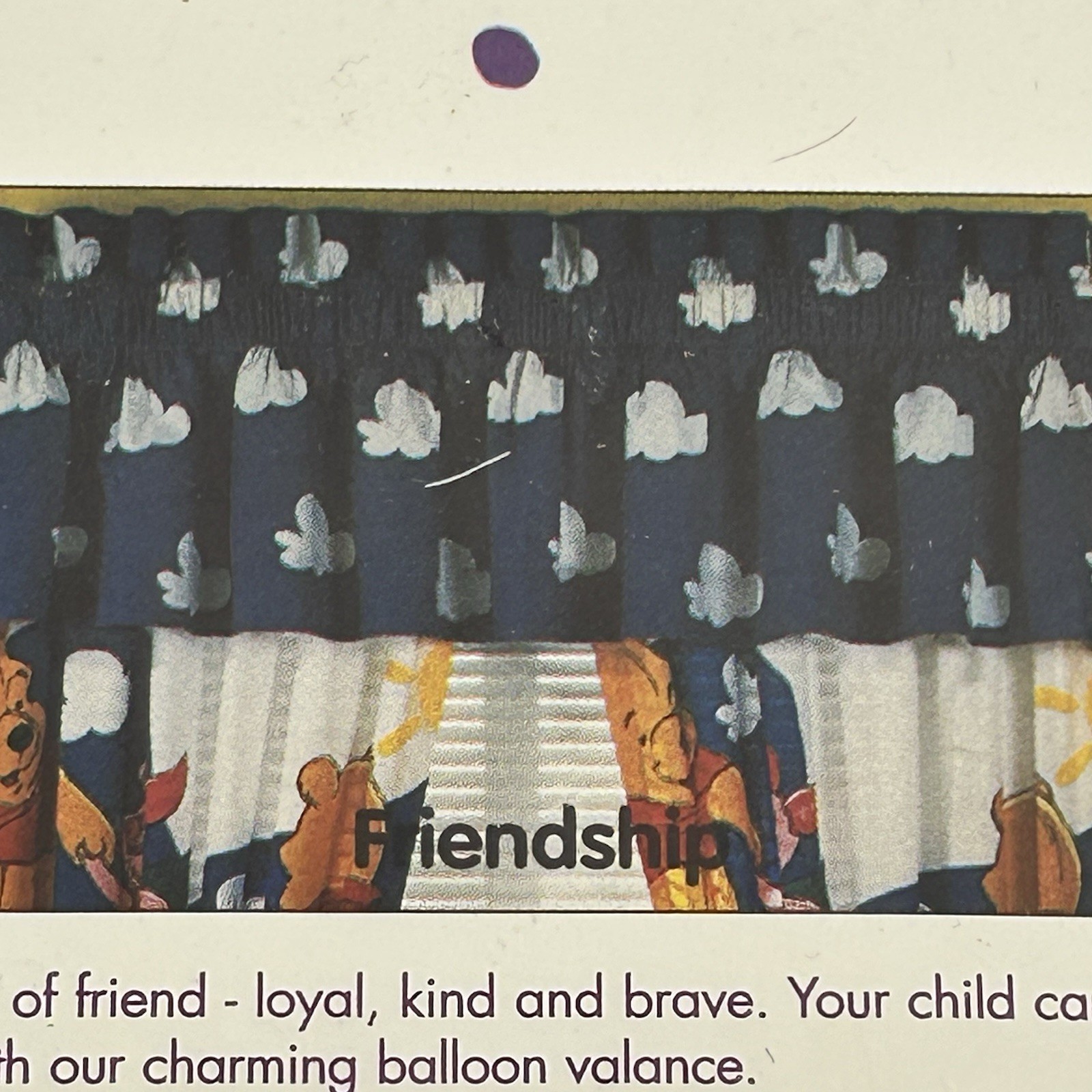 Vintage Winnie the Pooh Nursery Valance Friendship Multi 80×14 New Clouds Sky