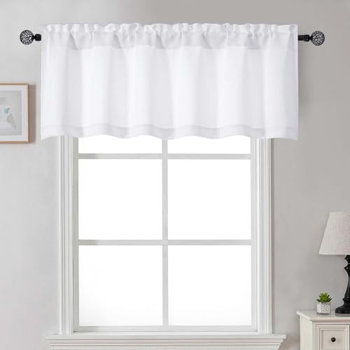 White Valance for Windows, Light Filtering 60″W x 18″L (Pack of 1) Pure White