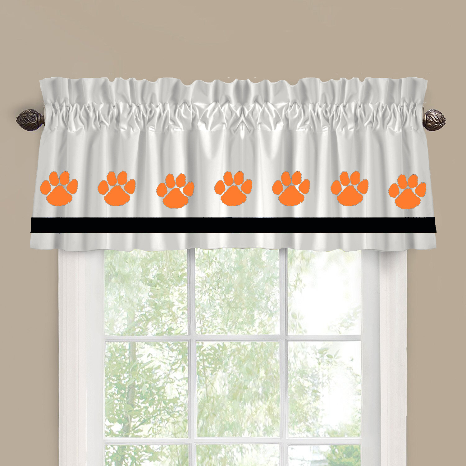 Tiger Paw Clemson School Dog Window Valance/Curtain *Your Choice of Colors*