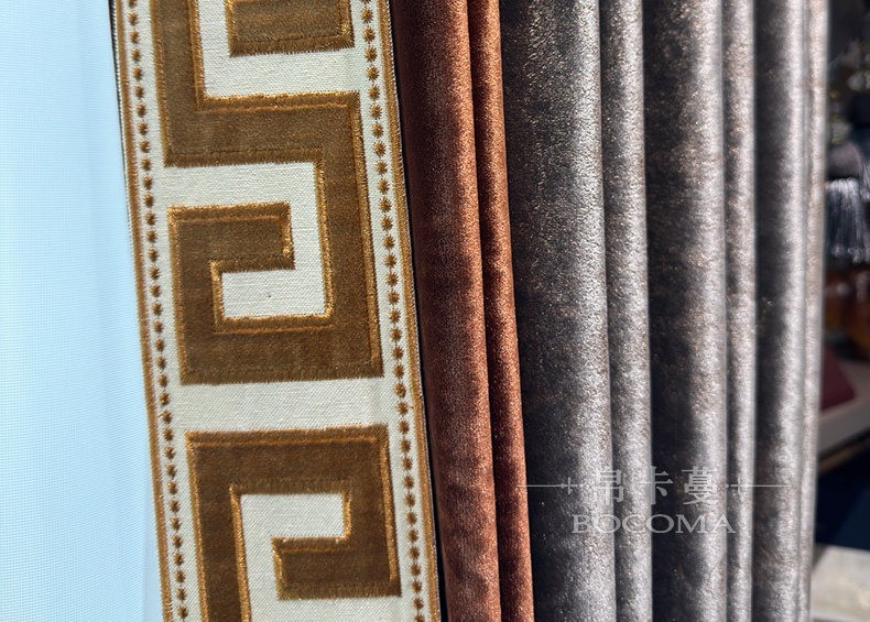 velvet luxury bronzing European fabric embroider valance curtain tulle M1914