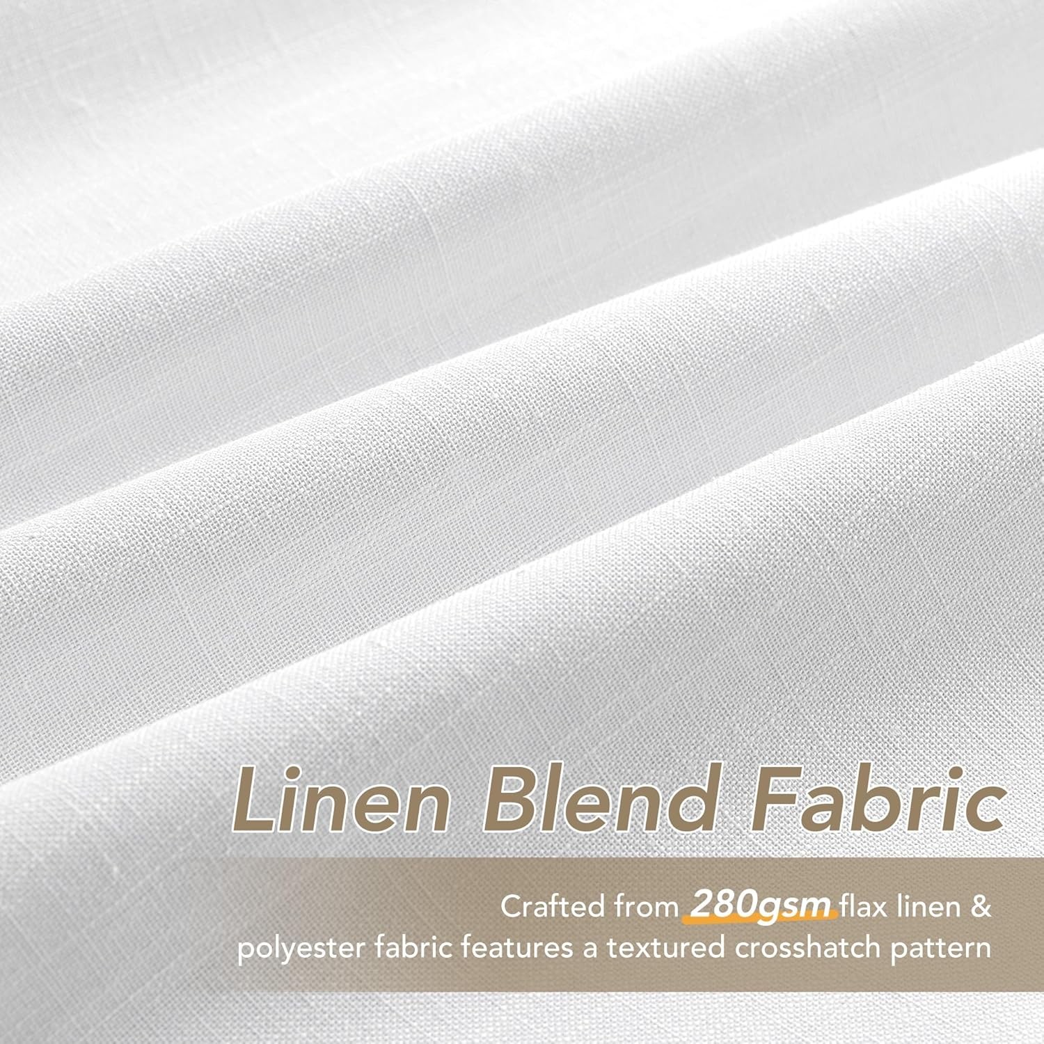 White Linen 100% Blackout Curtains 84 inches Long for Bedroom Modern Elegant