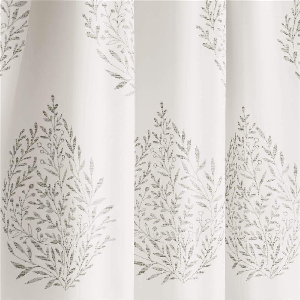 , Gray Teardrop Leaf Curtains Light Filtering Window Panel Set for Living, Di…