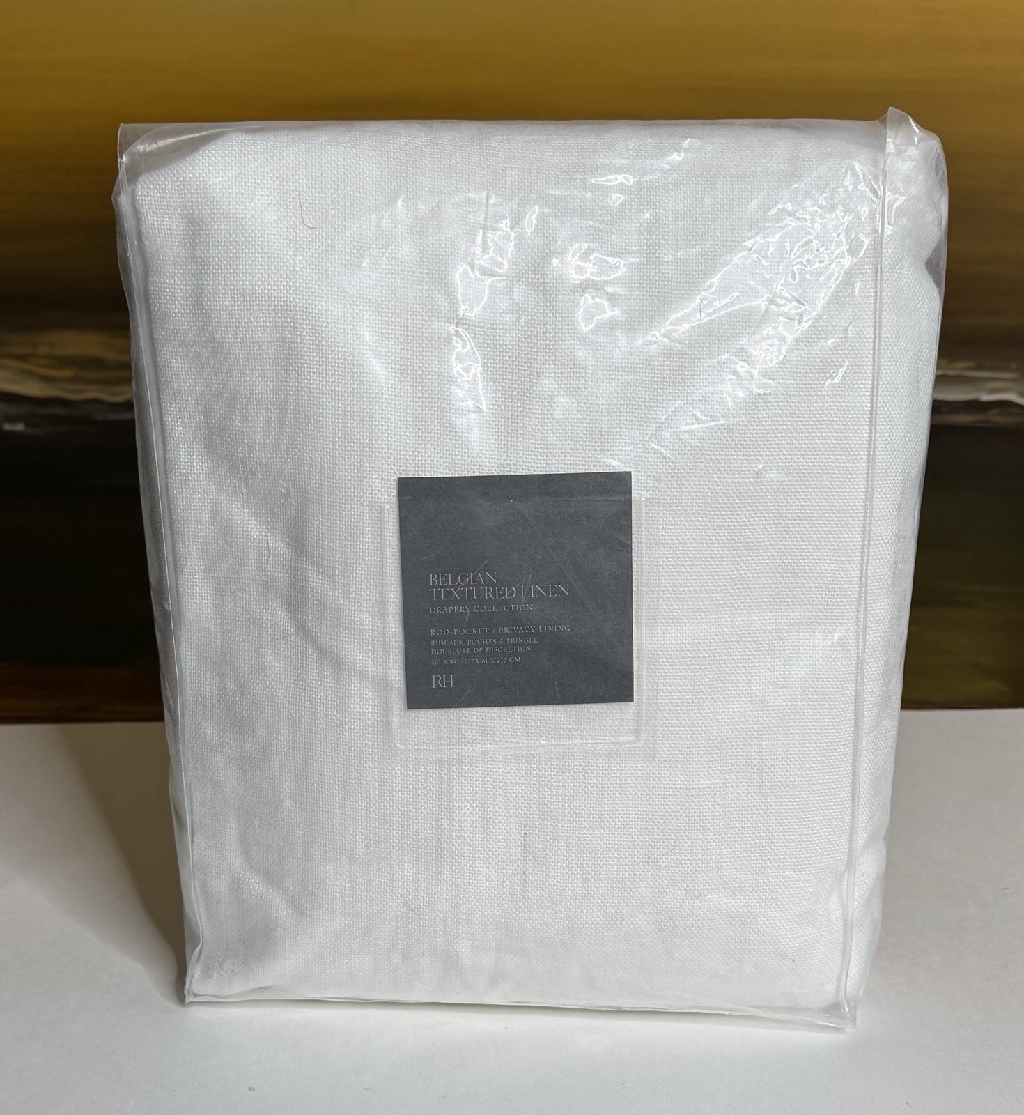 Restoration Hardware Textured Belgian Linen Drapery RP 50″W x 84″L White $375