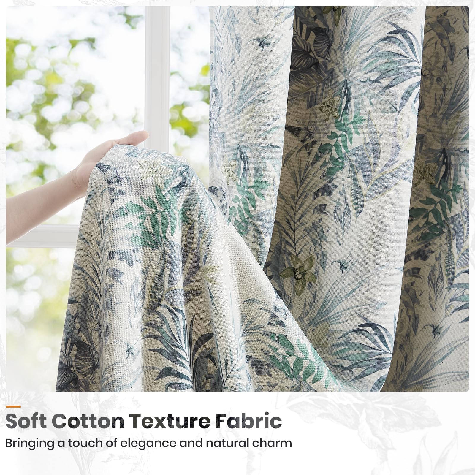 Melodieux Blackout Floral Curtains 63 Inch Length For Bedroom Living Room