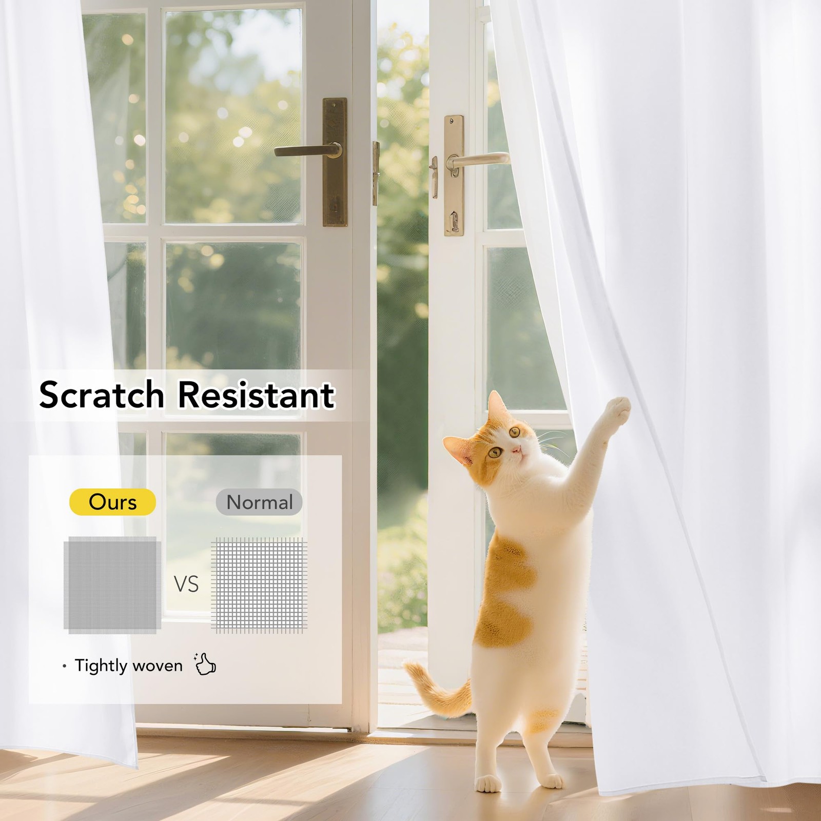 Non-See-Through Sheer Door Curtains for Front 26″W x 40″L (Pack of 1) White