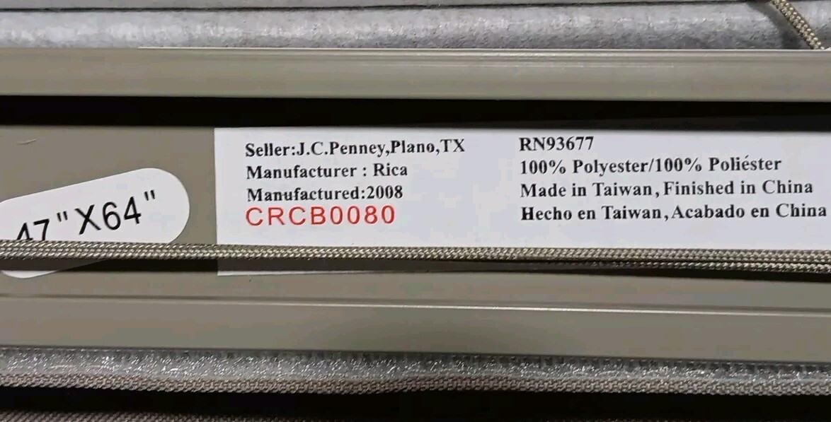 New 47 x 64 in Rica Fabric Roman Shade Gray & Hardware RN93677 CRCB008 JCP 47×64