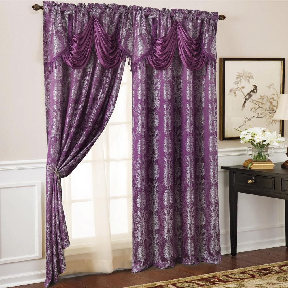 Olivia Gray Gloria Floral/Damask Textured Jacquard 54 x 84 in. Lilac
