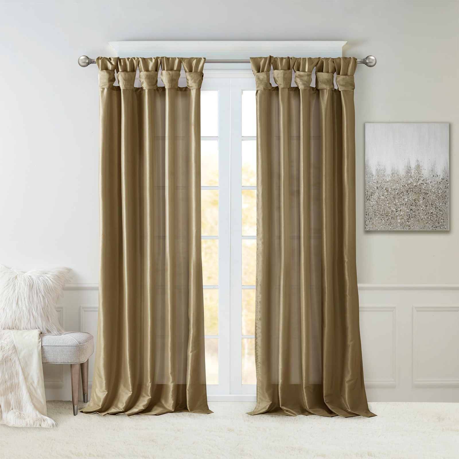 Emilia Blackout Curtains, Faux Silk, Window Panel 50″ x 84″ Bronze Brown