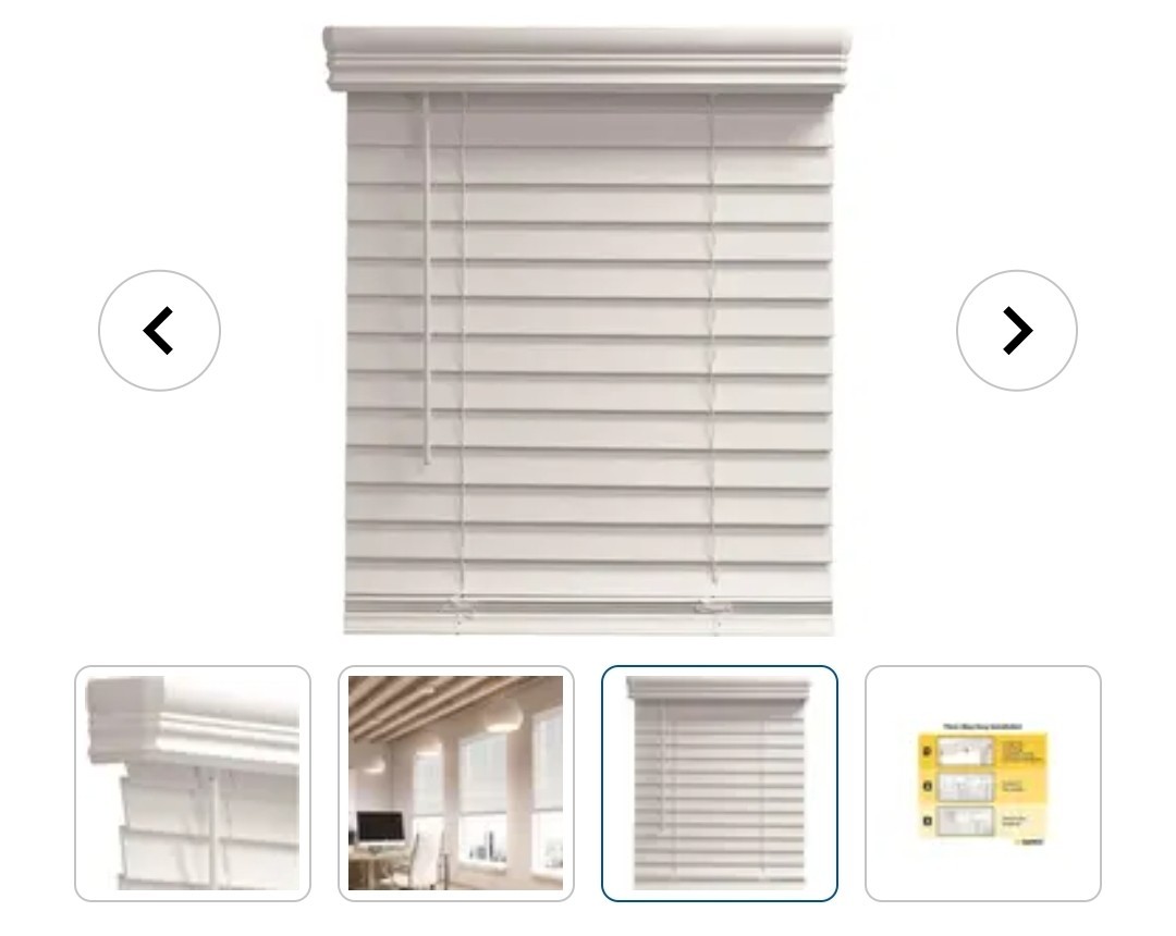 Cordless White Slat Faux Wood Blinds 47×64 New In Box