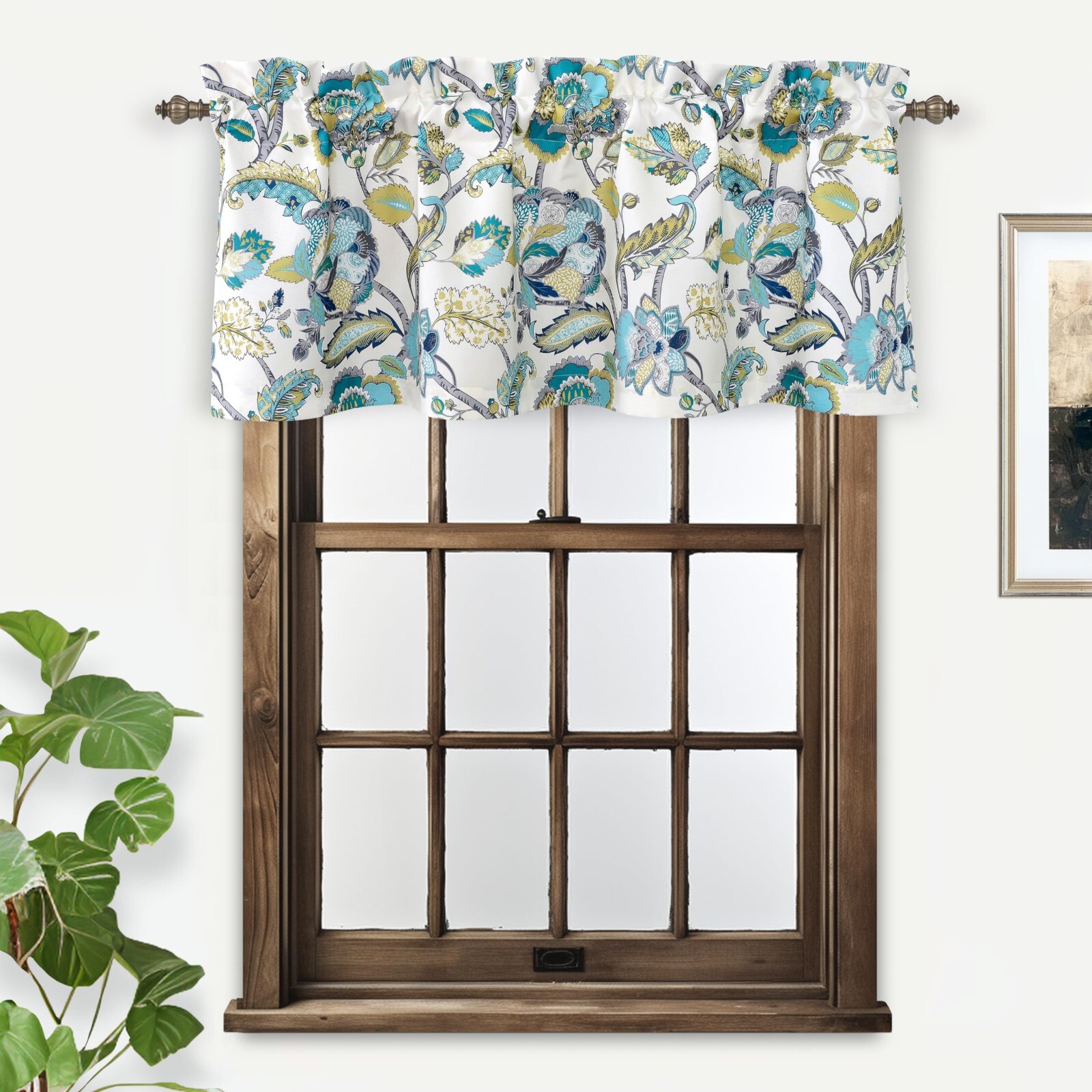 Layla Classic America Style Floral Leaves Valance Room Darkening Window Curtains