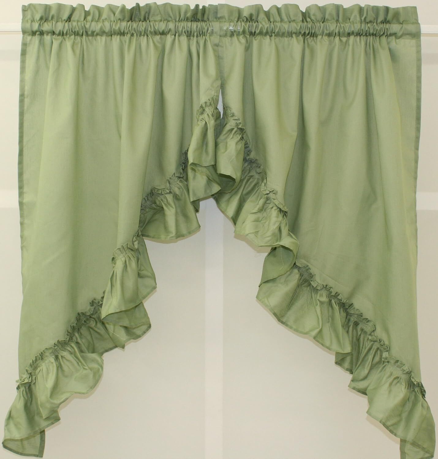 Stacey Solid Light Filtering Cafe Curtain Tier or Valance or Swag SAGE GREEN