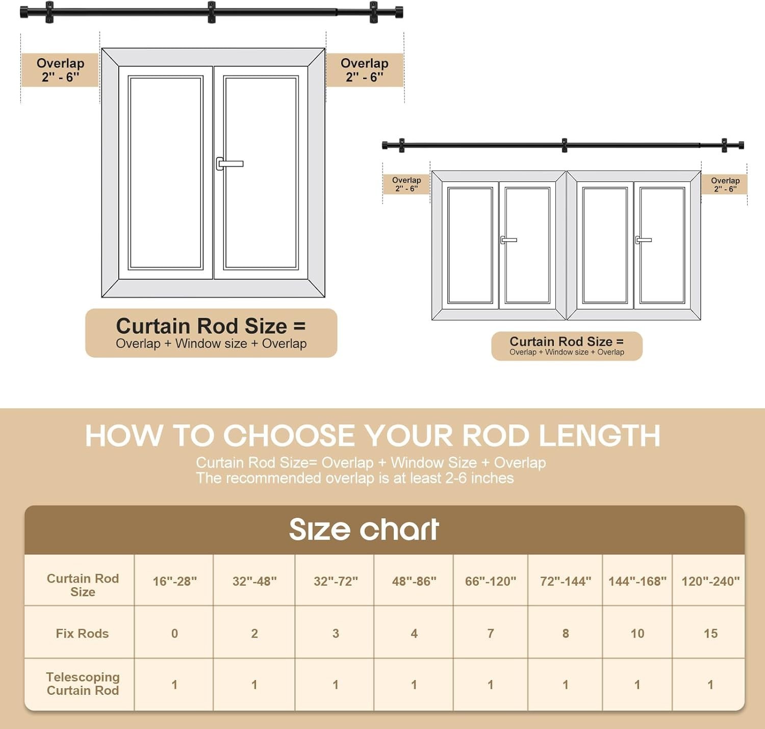 Extra Long Matte Black Curtain Rod 120-168 Inch (10-14 Feet) for Large Windows