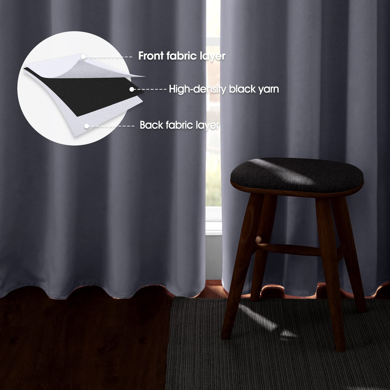 HOMEIDEAS Pure White Curtains for Bedroom 52 X 84 Inch Long 2 Panels Set