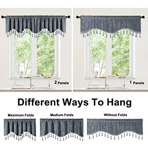 Double-Sided Chenille Window Curtains Tier for 52″W x 18″L (Pack of 2) Grey