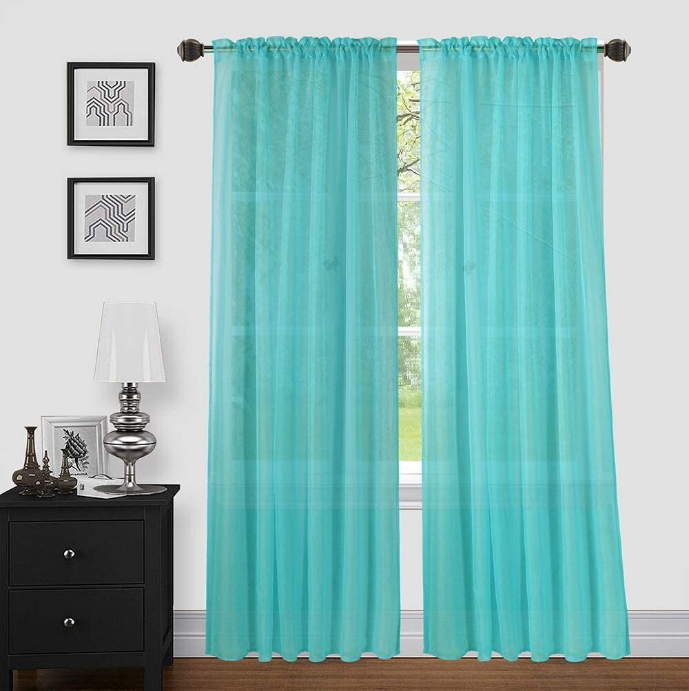 Sapphire Home 2 Panels Window Sheer Curtains 54″ x 84″ Inches (108″ Total Width)