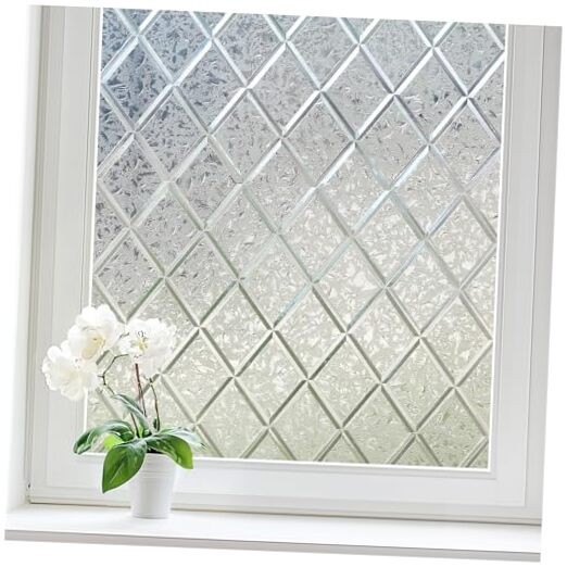 Window Privacy Film Decorative Frosted Glass Window Film, 35.4″ x 78.7″ Clear