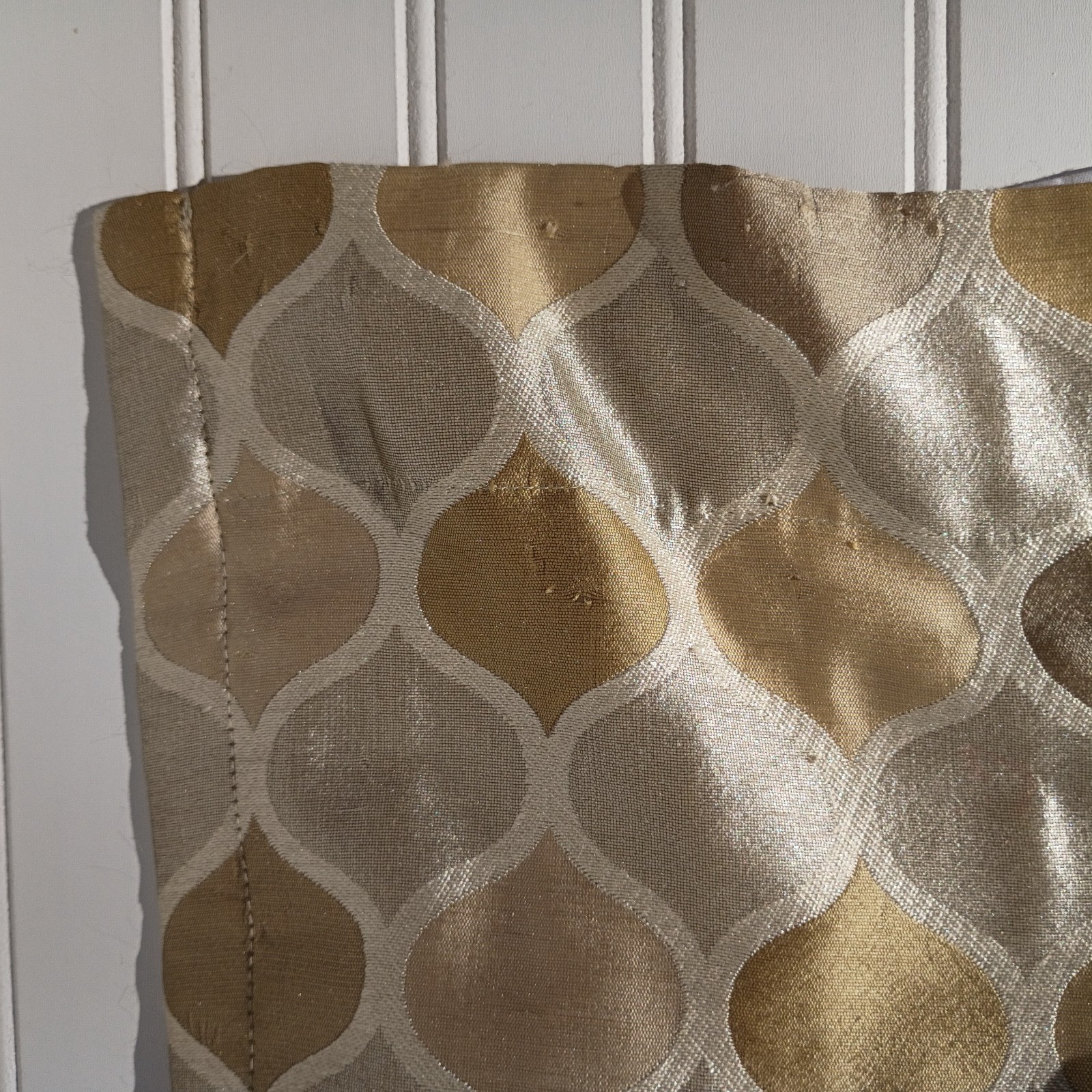 RICHLOOM Riga Curtains 51 x 96 Gold Silver Geometric Art Deco Hollywood Regency