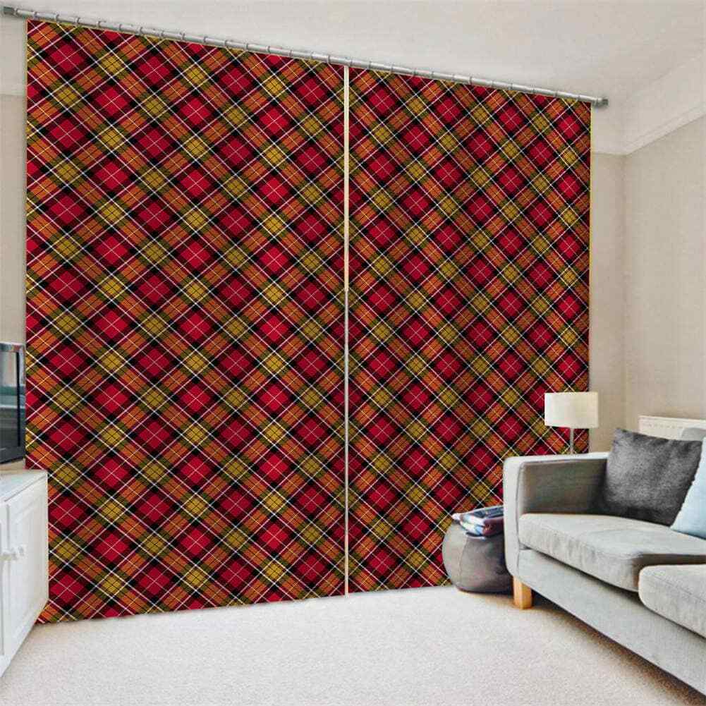 Simple squares in red and yellowPrinting 3D Blockout Curtains Fabric Window