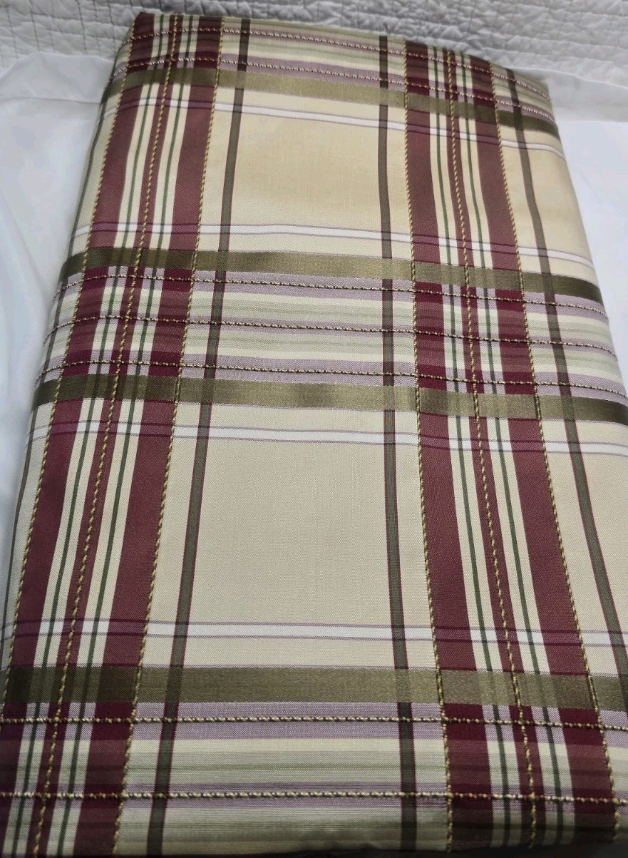 3 Panels Gorgeous Plaid Custom Faux Silk Lined Drapes 65 L”x53 W» Curtain