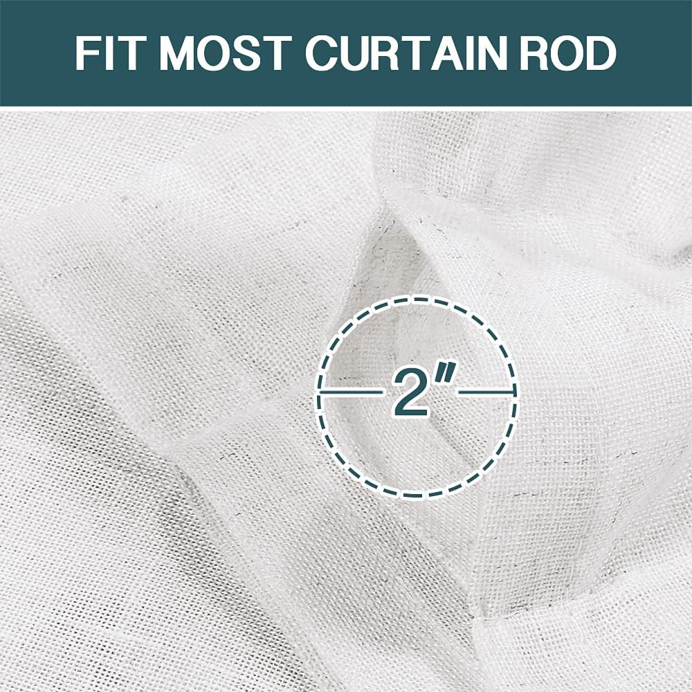 White Linen Curtains for Living Room 108 Inch Extra Long Rod Pocket Thick Linen