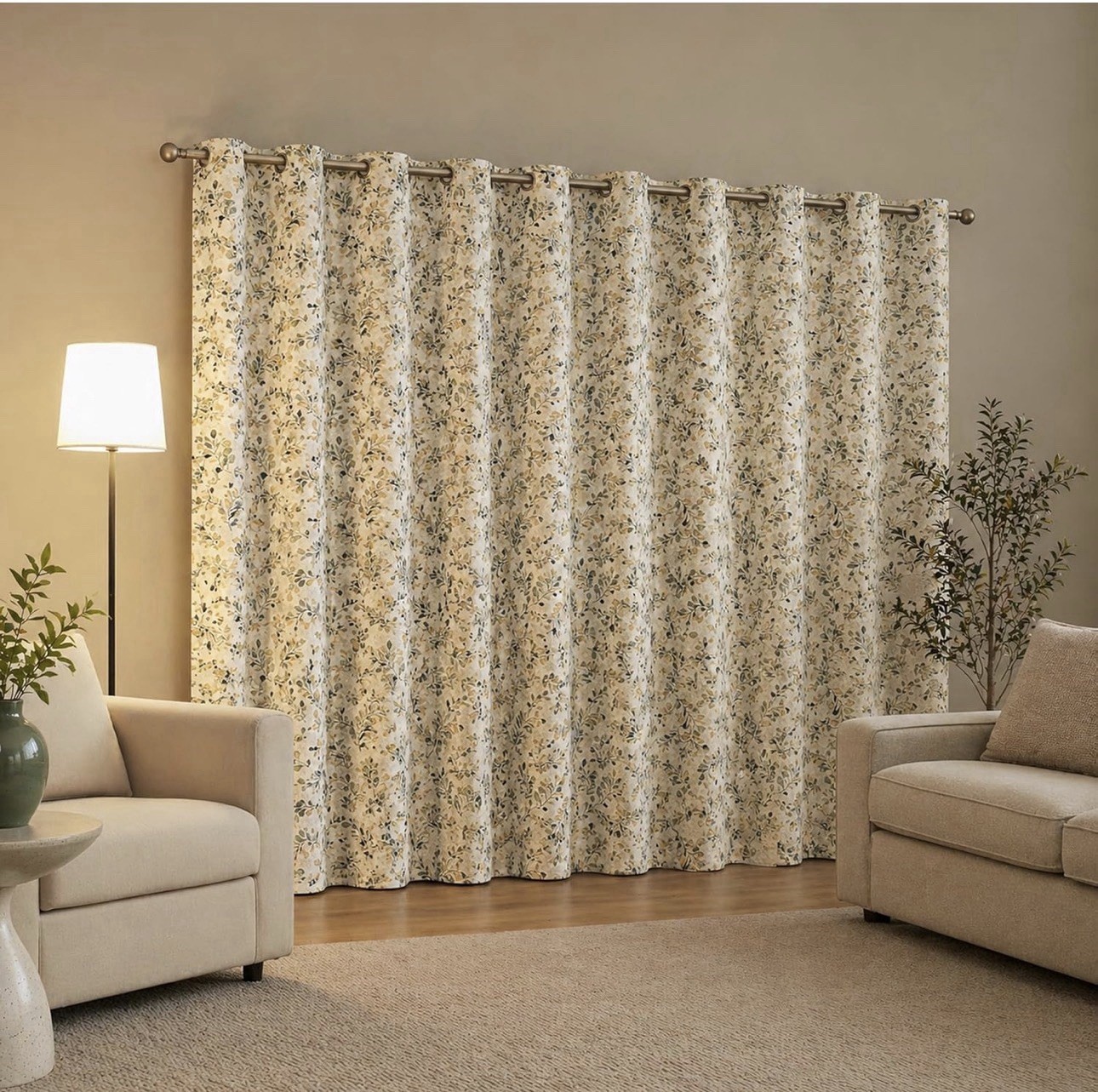 Maureen floral light filtering grommet curtain panel 80x63in blue green
