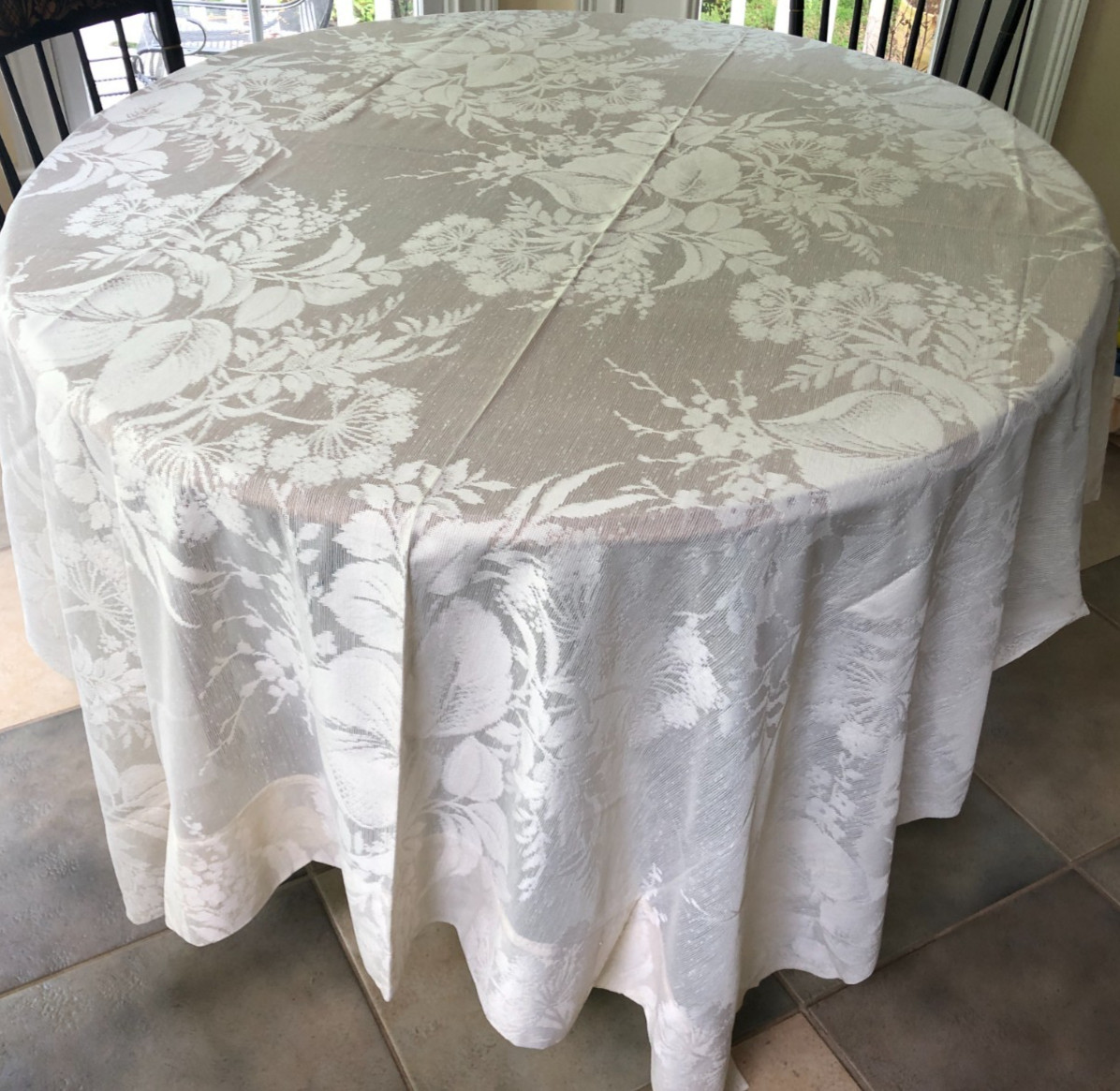 Sheer Lace Floral White Curtain Panel