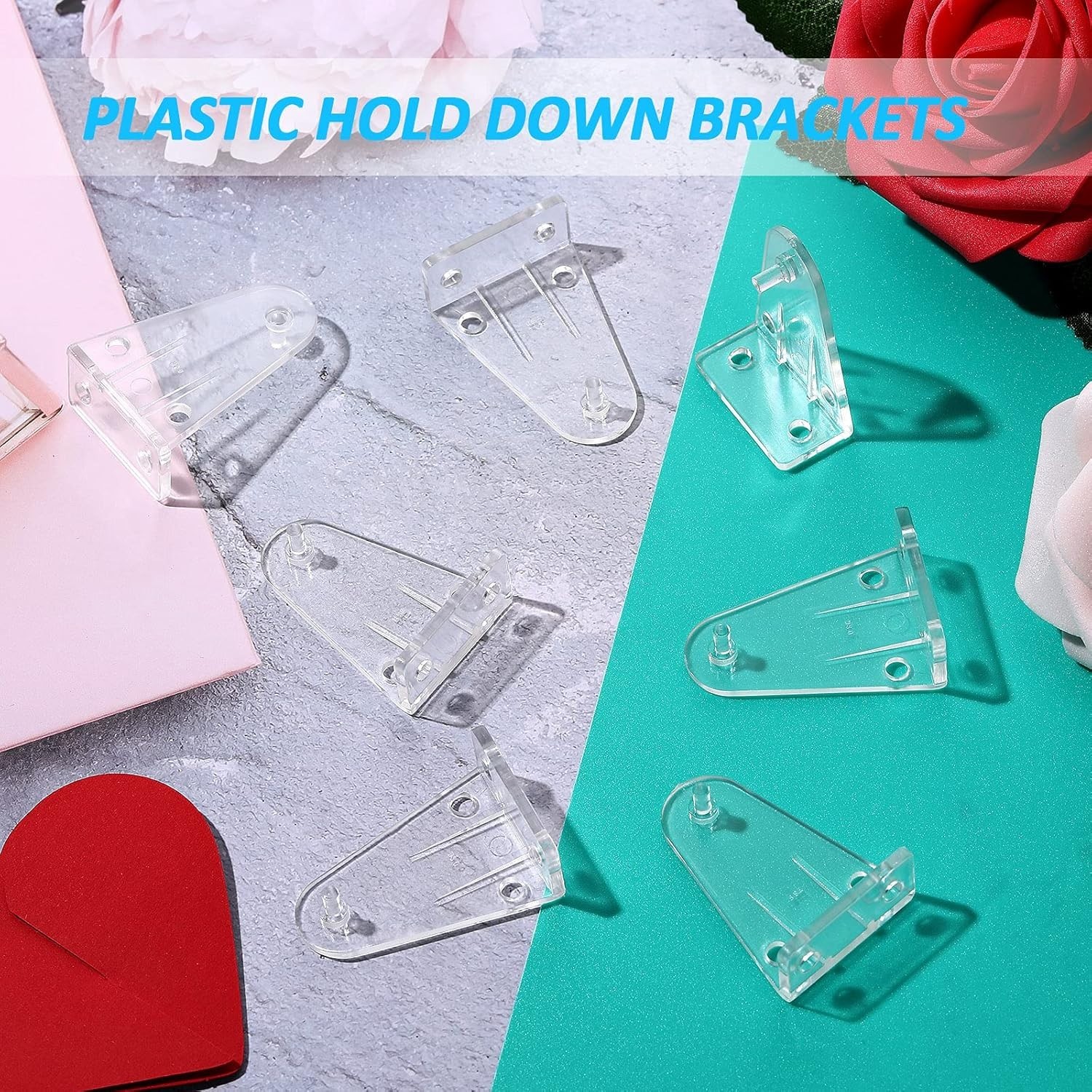 Universal 2 Inch Clear Plastic Blind Hold Down Brackets Replacement 4 Piece Set