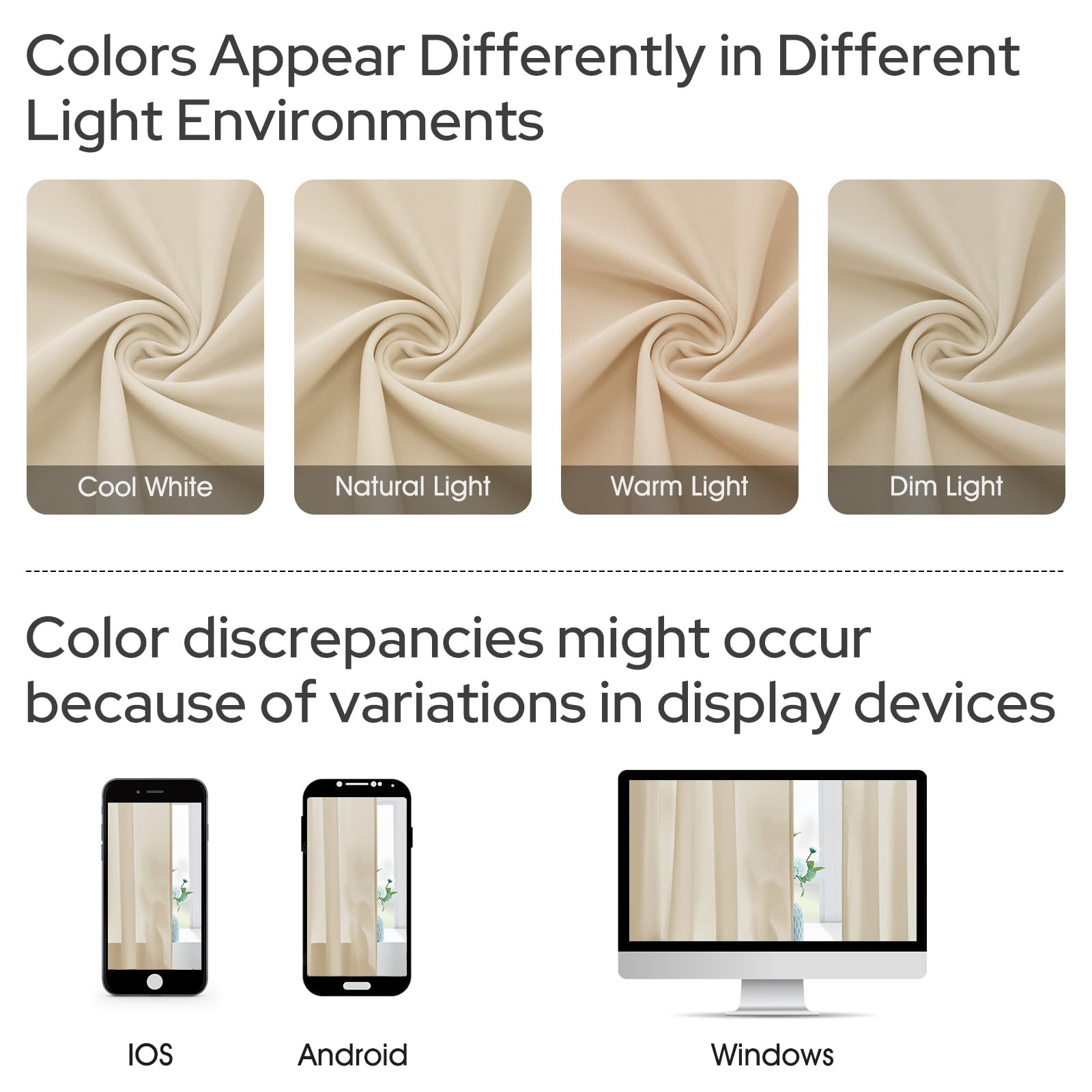 Non-See-Through Beige Privacy Sheer Curtains, 52 X 54 Inches Long 2 Panels Ta…