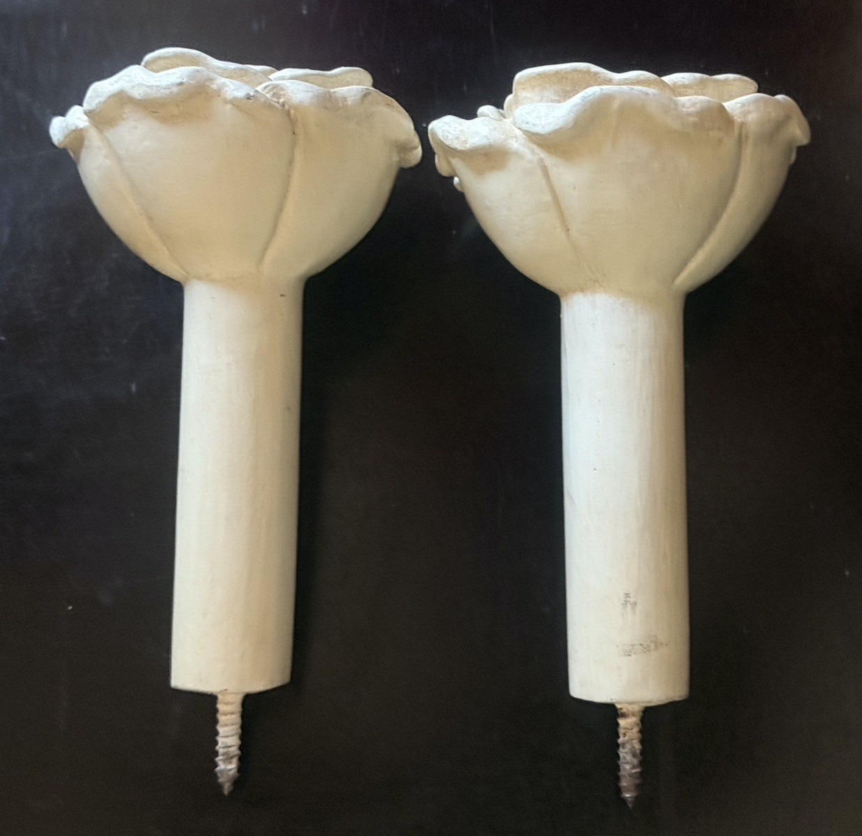 ROSE Curtain Tie Backs Ivory Carved Resin Cottagecore Set Of 2 Vintage