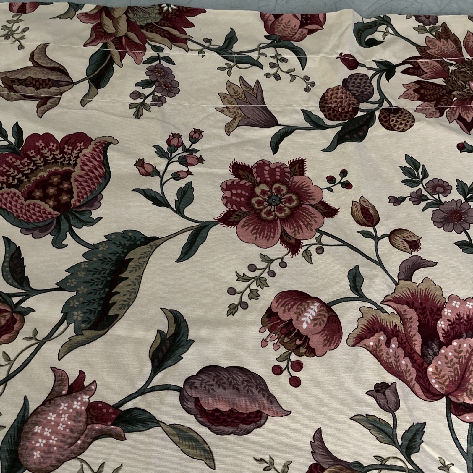 Custom Luxury Valance Curtains Burgundy Beige Floral Pattern Print (1)