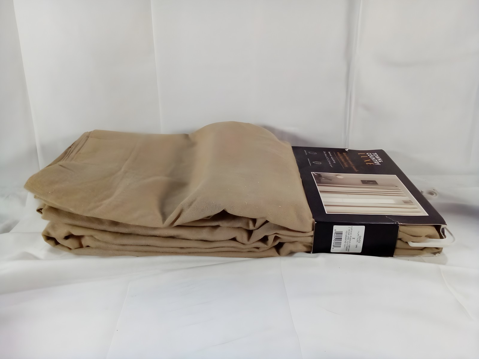 Town & Country Luxe Linen Look Blackout Curtains 50×96 Tan 2 Panel Pack