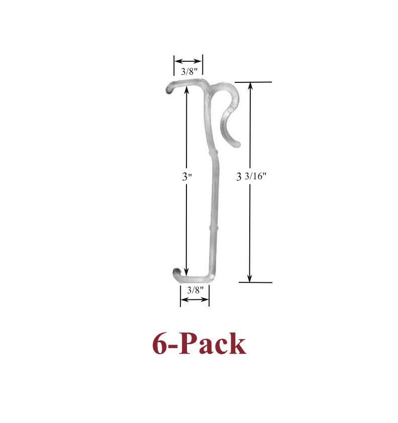 3″ Single Slat VALANCE CLIPS for Horizontal Faux WOOD or MINI BLINDS (6-Pack)