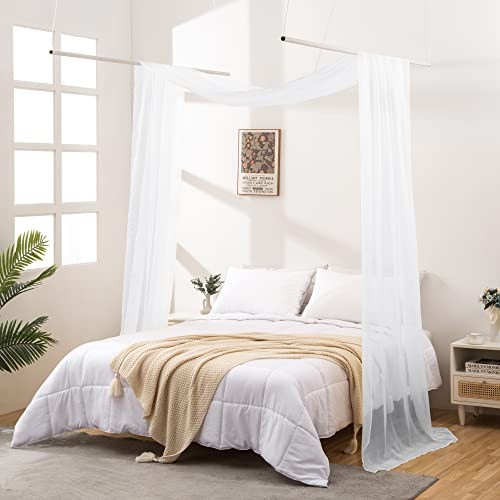Sheer Canopy Bed Scarf, Tulle Bed Canopy 52″W x 144″L (Pack of 1) White