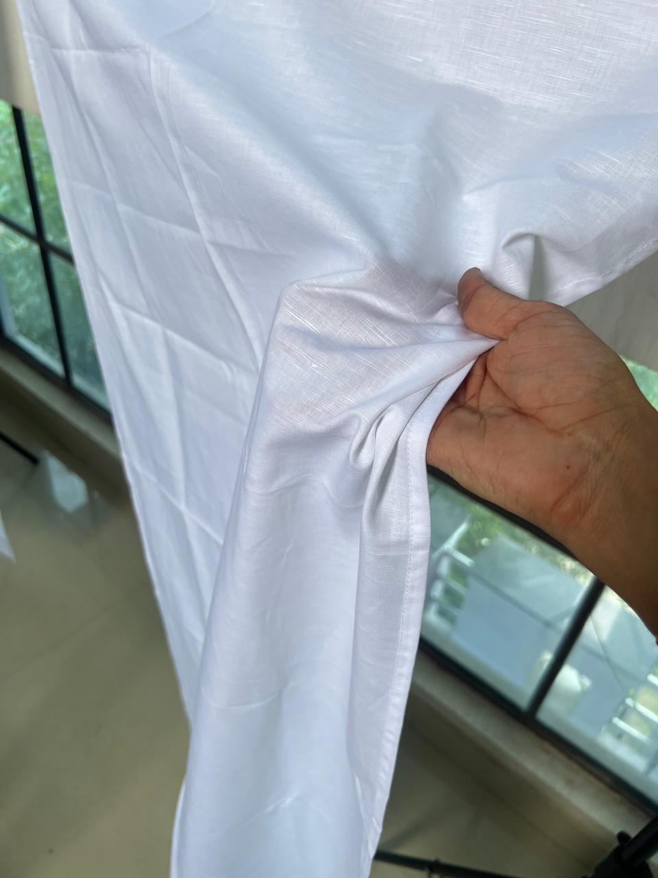 Cotton Linen Curtains White Extra Wide for Window Door Custom panels width 55 in