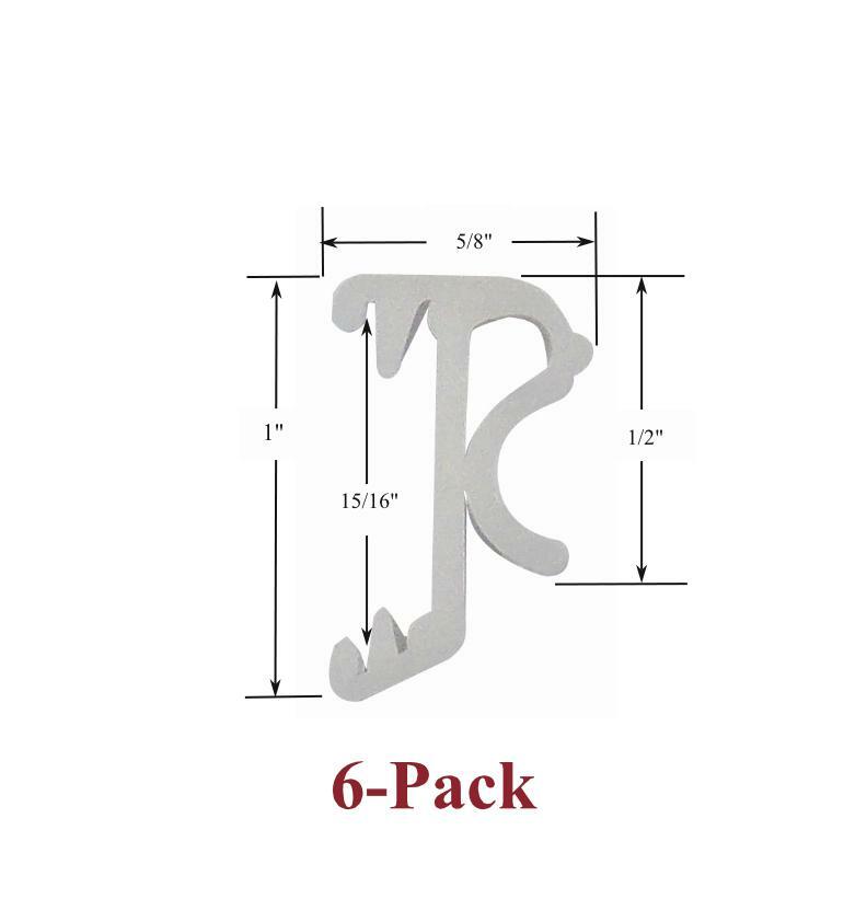 1″ Single Slat WHITE VALANCE CLIPS for Horizontal Wood or Mini Blinds (6-Pack)