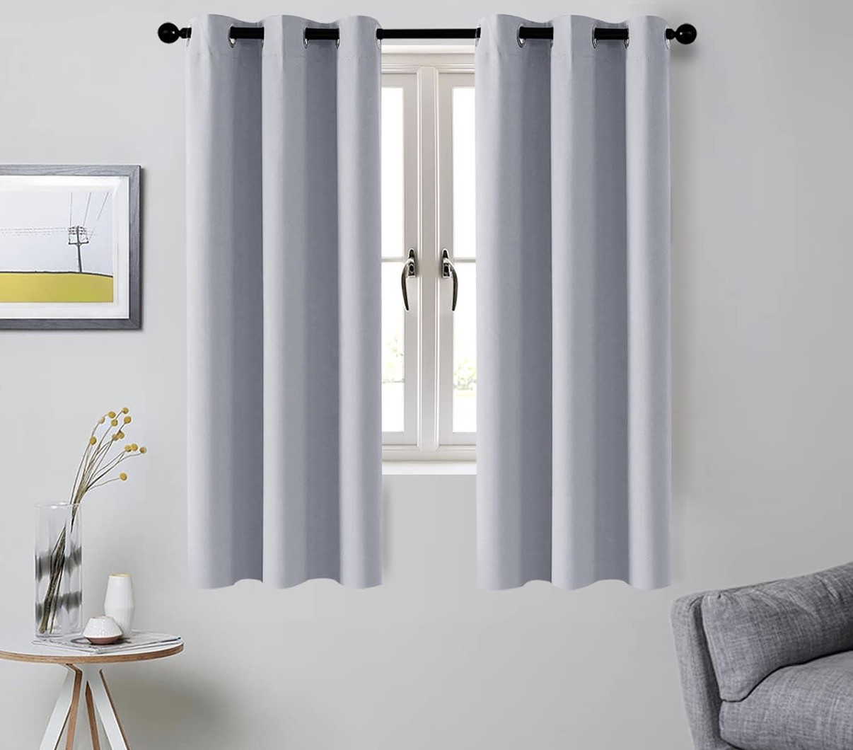 Pair of CUTEWIND Blackout Curtain Panels in Grey/Gray (34”W x 54» L) w/ Grommet